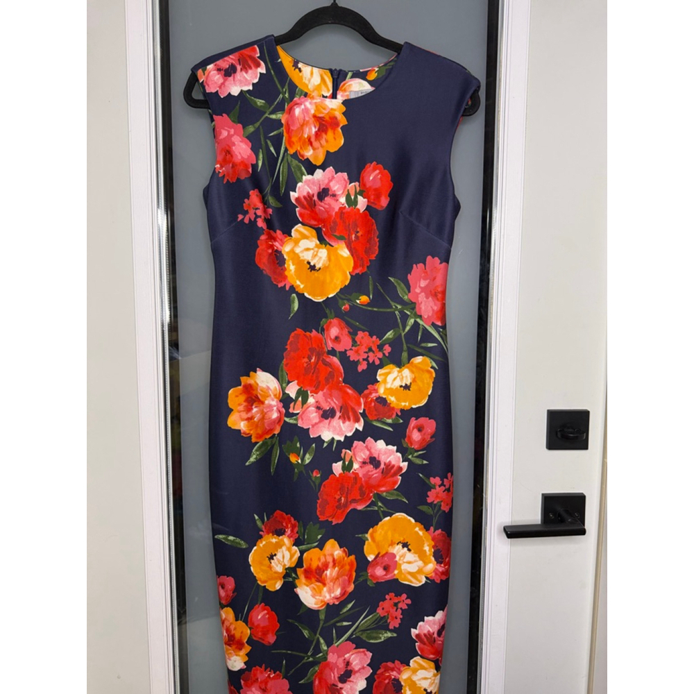 MARC NEW YORK ANDREW MARC Navy Floral Sheath Dress Size 4 - Picture 2 of 7